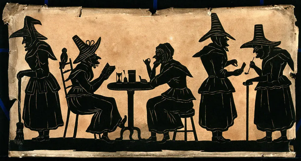 Witches five silhouetted figures